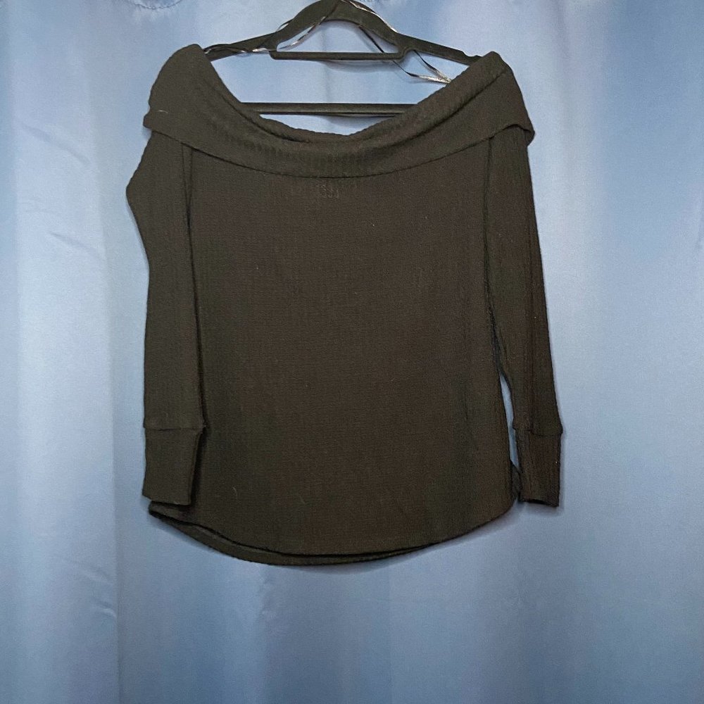 BP Off Shoulder Black Long Sleeve Knit Sweater